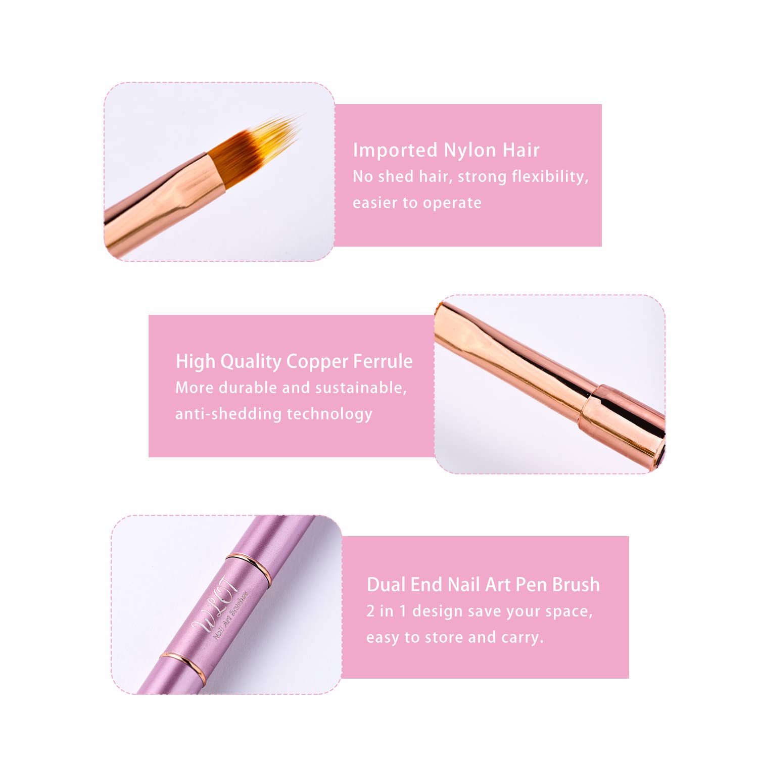 5PC Double Ended Nail Art Brushes Set - Professional Nail Design Tools for Striping, Ombre & Detailing | Perfect for Salon, Home DIY Manicure & Nail Art Enthusiasts | Create Stunning French Tips, Floral Designs & Gradient Nails