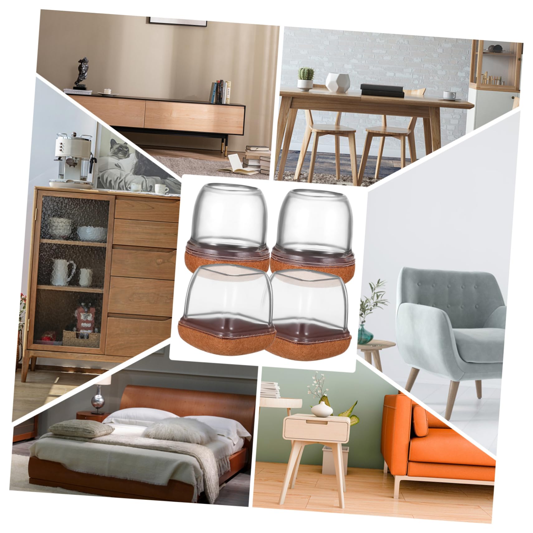 ABOOFAN 16-Piece Furniture Floor Protectors - Round and Square Chair Leg Sliders for Hardwood Floors - Non-Slip, Scratch-Resistant Pads for Dining Chairs, Tables, and Office Furniture - Perfect for Home, Office, and Restaurant Use