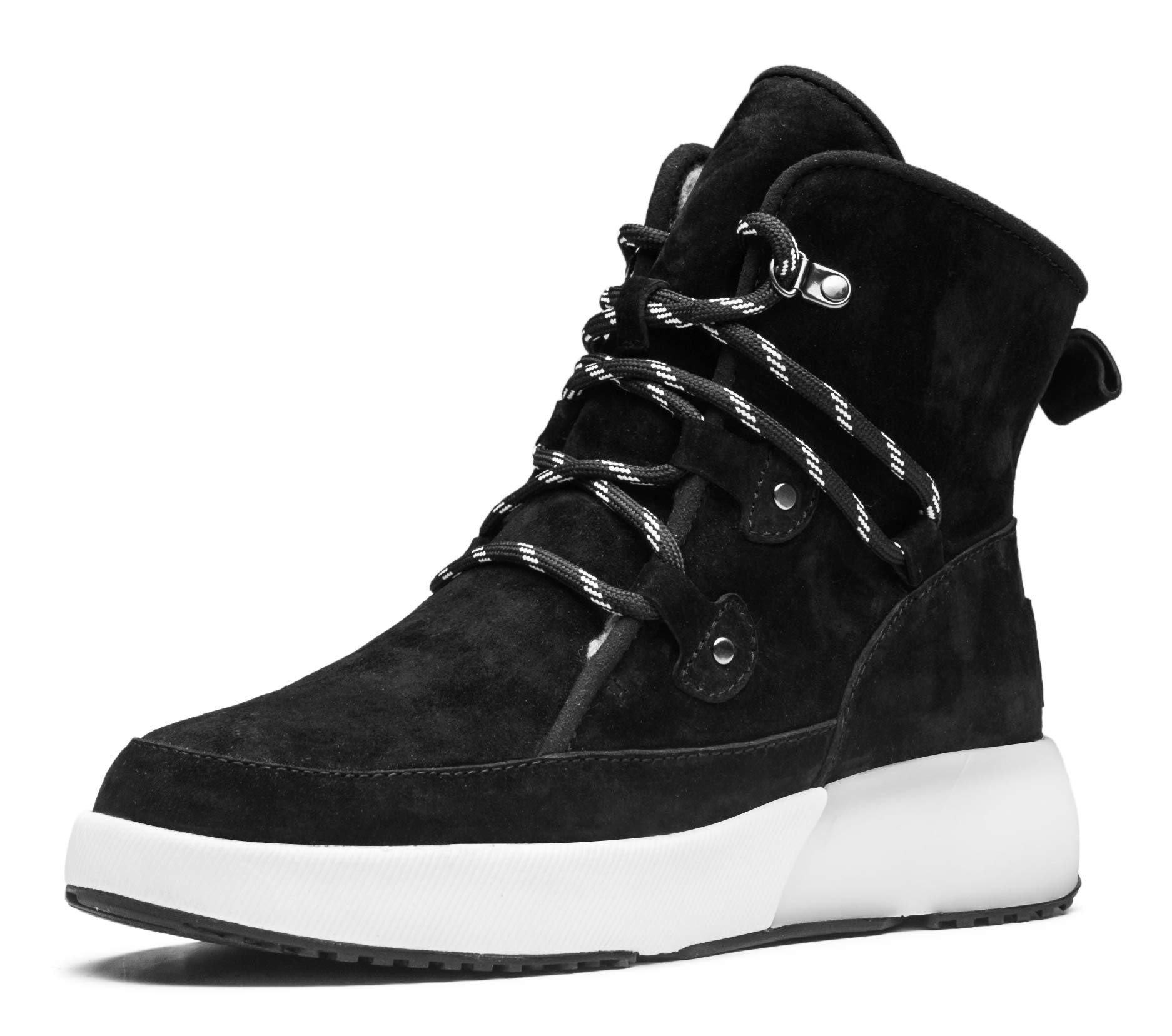 AUMU Taurus Leather Winter Snow Boots for Men & Women - Metal Buckle, Brass Eyelets, Suede Upper with Laces - Waterproof & Warm for Hiking, Outdoor, and Snowy Weather