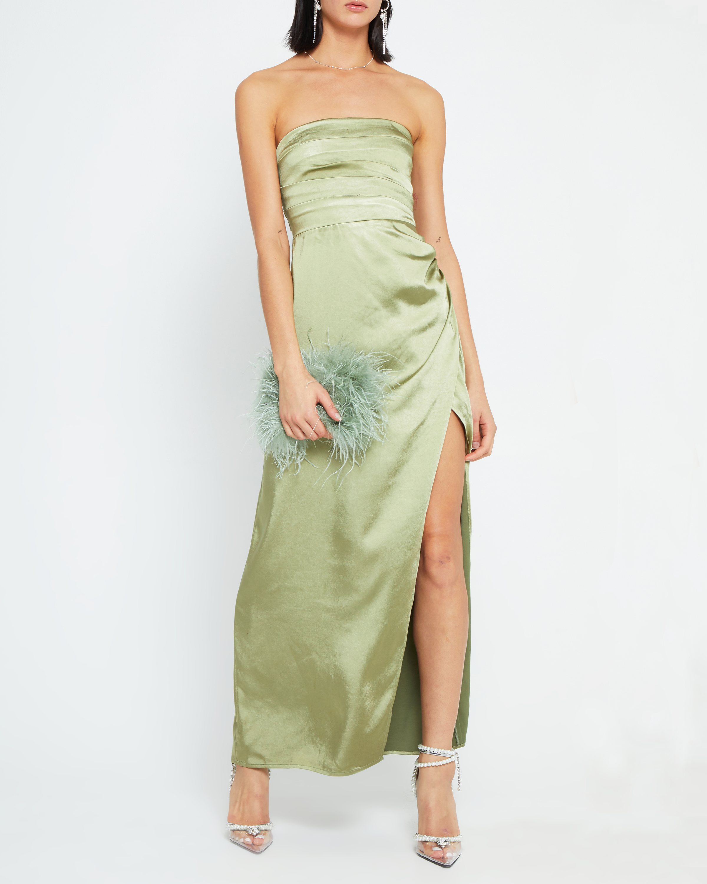 Elegant Sage Green Dress for Women - T22Wdr12562 - Perfect for Weddings, Parties & Special Occasions