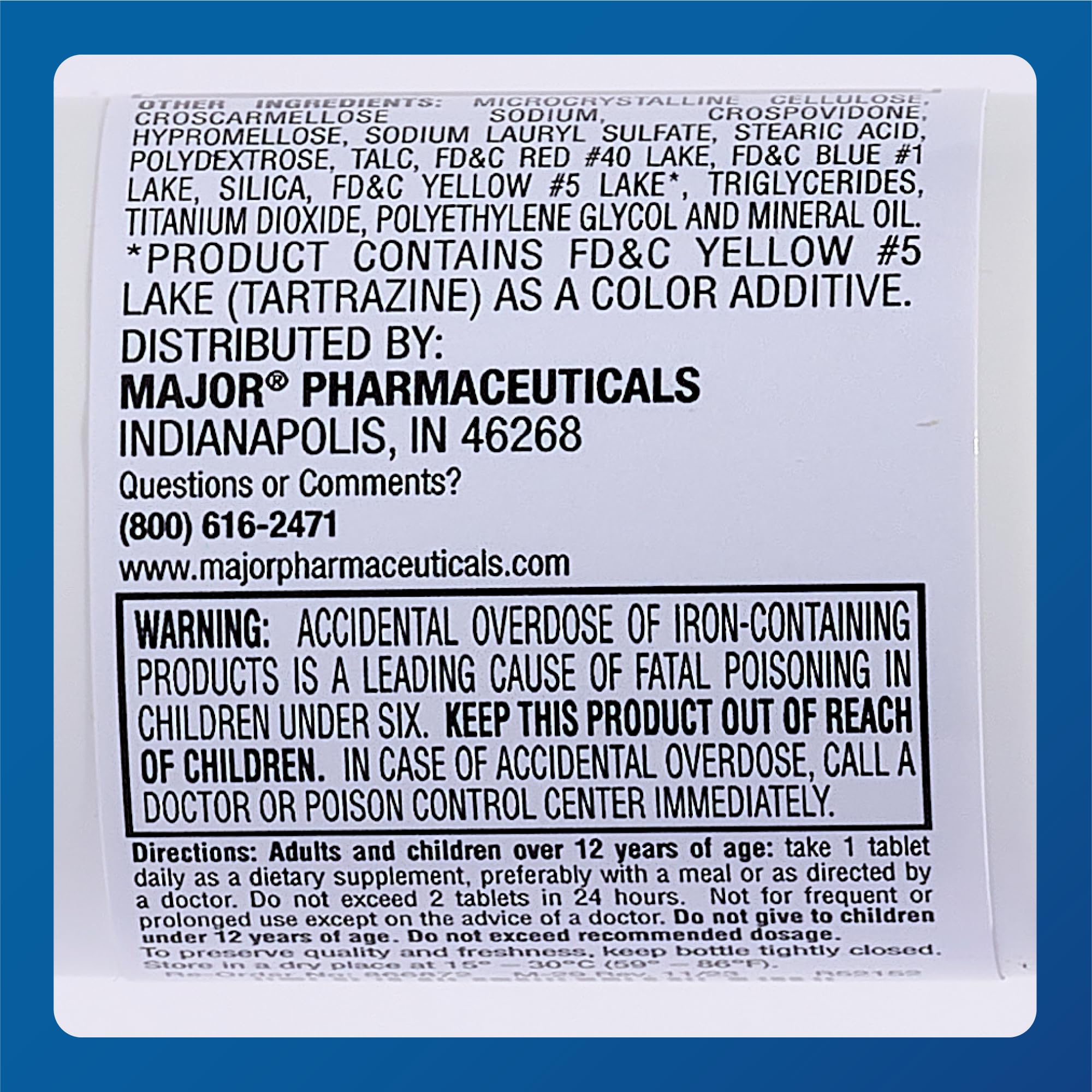 Major Ferosul - Ferrous Sulfate 325mg Tablets with 65mg Elemental Iron - Premium Iron Supplement for Women & Men - Supports Energy & Red Blood Cell Production - 100 Tablets (3 Pack) - Ideal for Anemia Prevention & Fatigue Relief