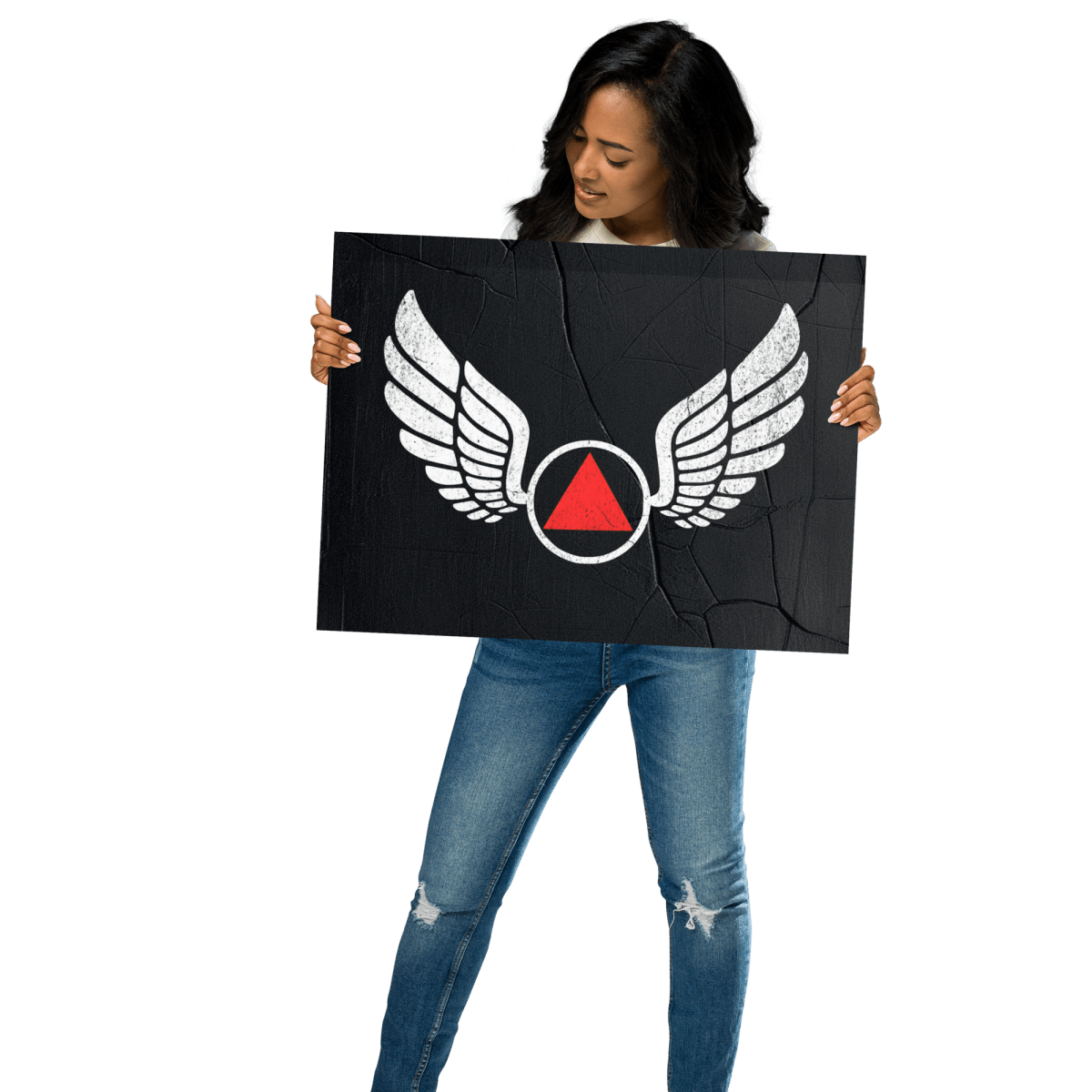 Wings of Recovery Motivational Poster - Red Triangle Edition for Home, Office & Gym Decor