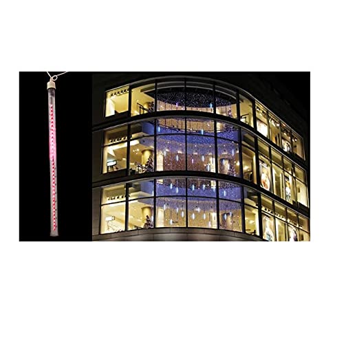 48 Red LED Dripping Icicle Christmas Lights with White Wire - Outdoor/Indoor Holiday Decor for Home, Roof, Tree, and Party Lighting