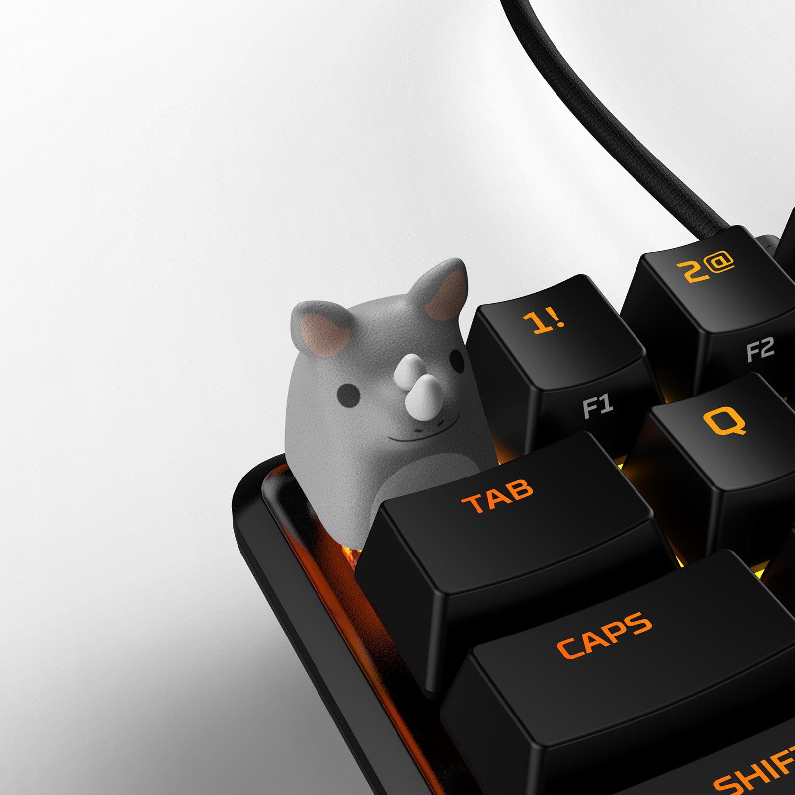 HX3D Custom Keycap - Safari Rhino Design for Mechanical Keyboards | Perfect for Gaming & Typing Enthusiasts