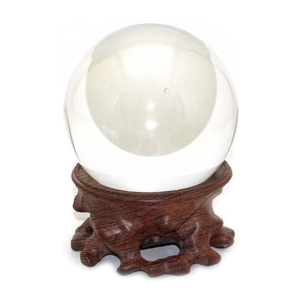GOLDY&WENDY Rosewood Crystal Decorative Ball Display Stand - Elegant Asian Home Decor for Tabletop, Shelf, or Mantel Display
