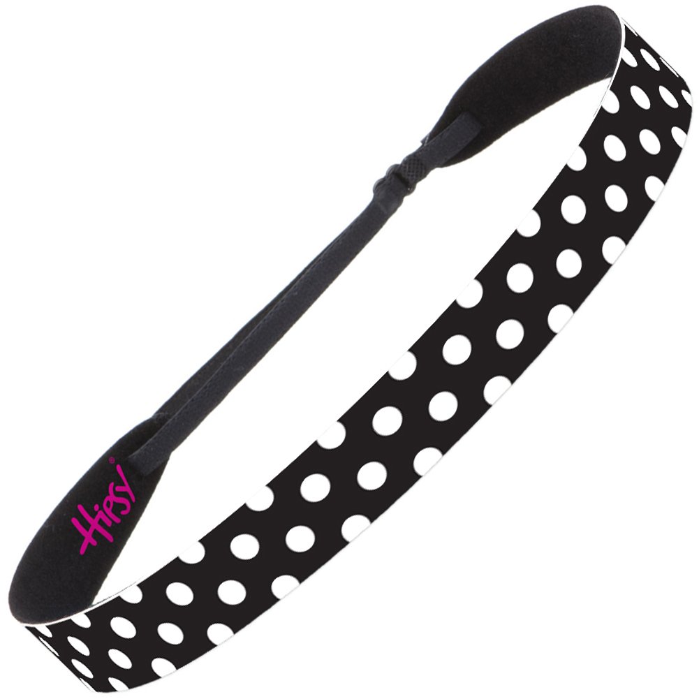 Hipsy Adjustable Non-Slip Wide Fashion Printed Sports Headbands 3-Pack (Polka Dot Navy/Red/Black) - Sweat-Wicking Workout Headbands for Running, Yoga & Gym - Perfect for Women & Girls