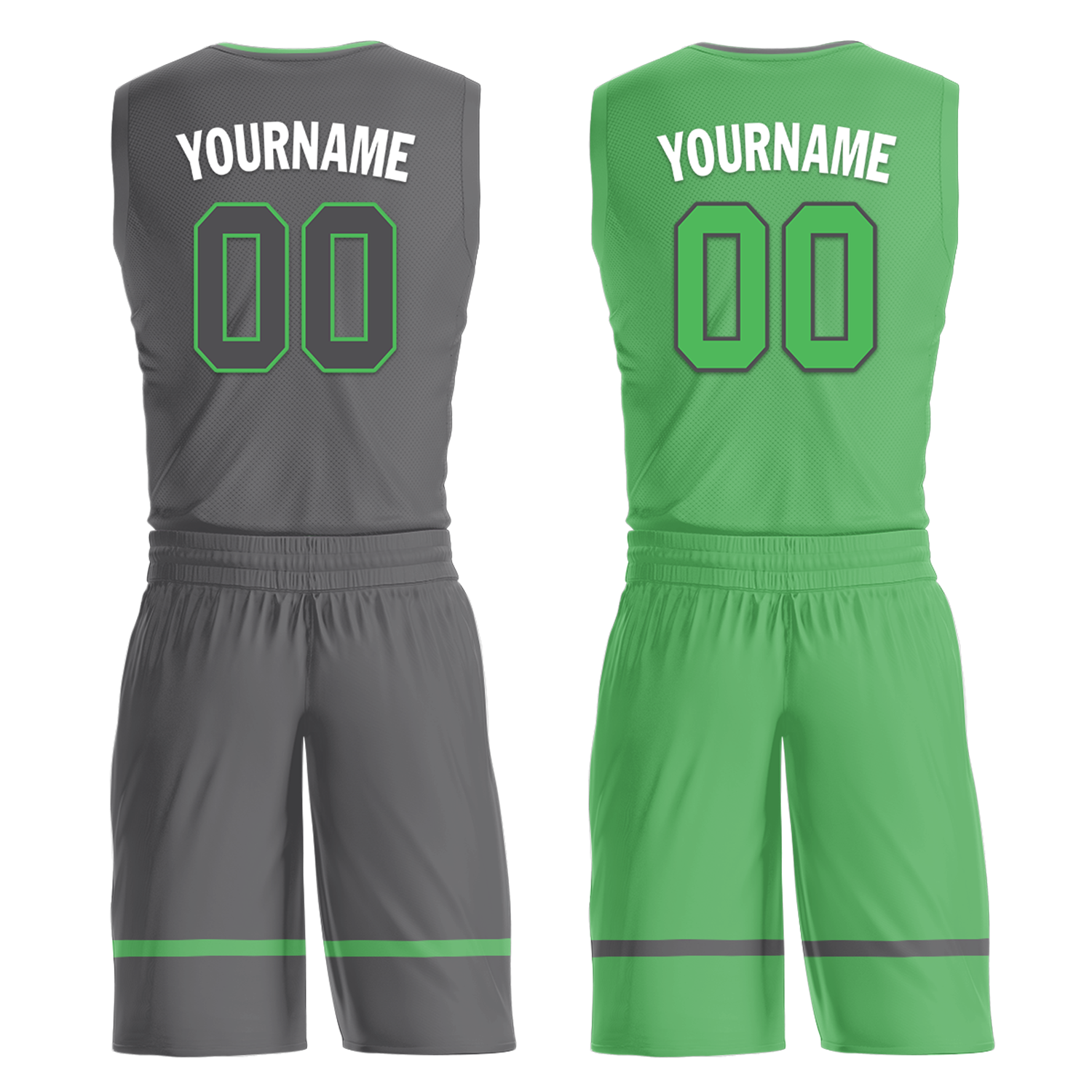 Custom Gray & Green Reversible Basketball Jersey - Personalized Classic Style Uniform for Men & Women | Perfect for Team Games, Training, and Fan Apparel (BBJR D017046)