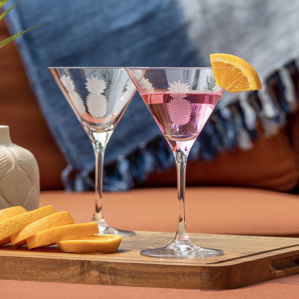 10oz Fresh Pineapple Martini Cocktail Glasses - Set of 4 | Perfect for Tropical Drinks, Summer Parties & Home Bar Decor