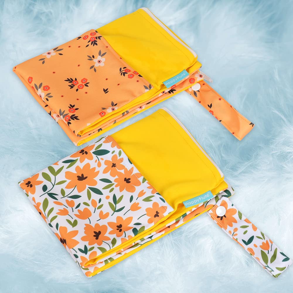 2-Pack Reusable Wet Dry Bags for Baby Cloth Diapers - Washable Waterproof Storage Pouches with 2 Zippered Pockets (11.8