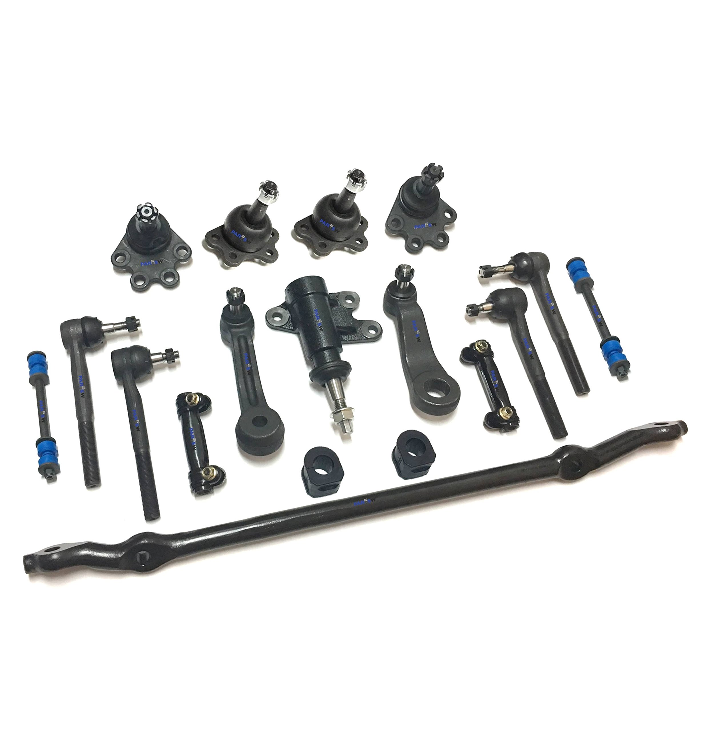 18-Piece Front Steering & Suspension Kit for Chevrolet Blazer - Includes Center Link, Adjusting Sleeves, Tie Rod Ends, Ball Joints, Pitman Arm & More | Perfect for Off-Roading, Daily Driving & Suspension Upgrades