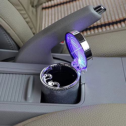 Detachable Car Ashtray with Lid & Blue LED Light - Portable Car Lighter Ashtray Set for Smoking - Ideal for Car, Home, Office & Travel Use