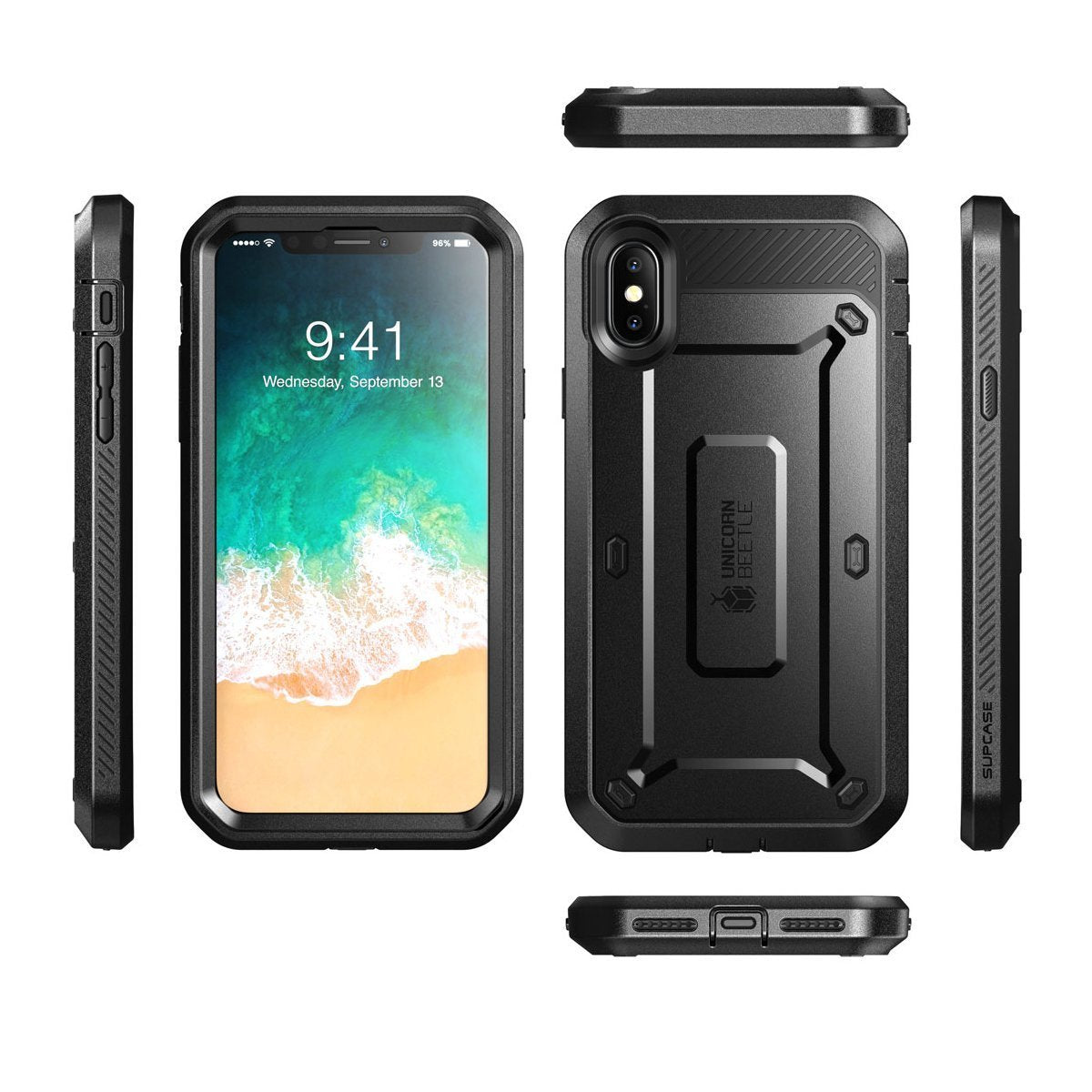 iPhone X / XS Unicorn Beetle Pro Rugged Holster Case - Heavy Duty Protection with Kickstand (Black) | Shockproof Cover for Outdoor, Work & Travel