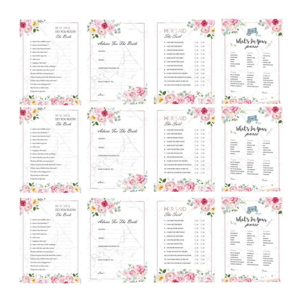 NUOBESTY 40Pcs He Said She Said Game Cards - Fun Q&A Bridal Shower & Bachelorette Party Games - Scratch Cards for Wedding Party Favors & Gifts - Perfect for Bridal Showers, Bachelorette Parties & Couples Game Nights