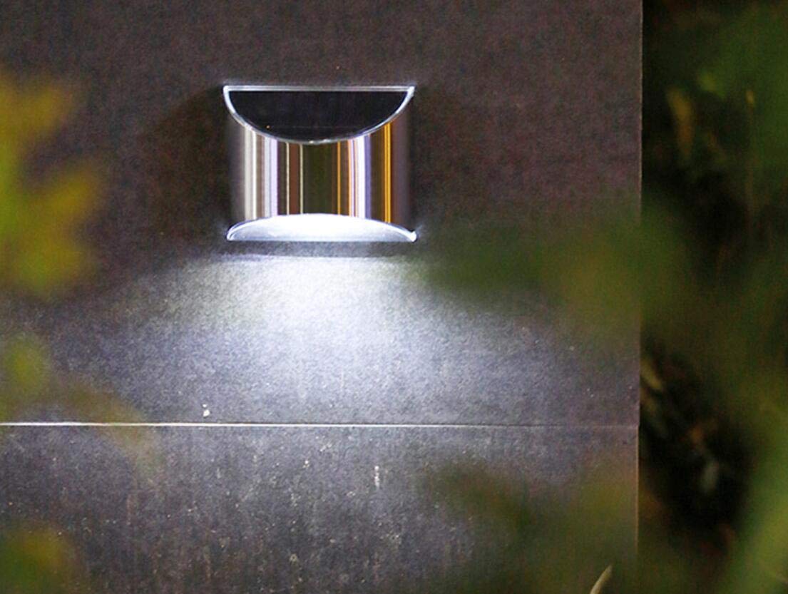 Solar Powered Outdoor Wall Lights - 4 Pack Stainless Steel LED Solar Fence Lights for Deck, Garden, Yard, Patio, Staircase & Walkway | Weatherproof & Energy Efficient | Perfect for Pathway Lighting & Landscape Decoration
