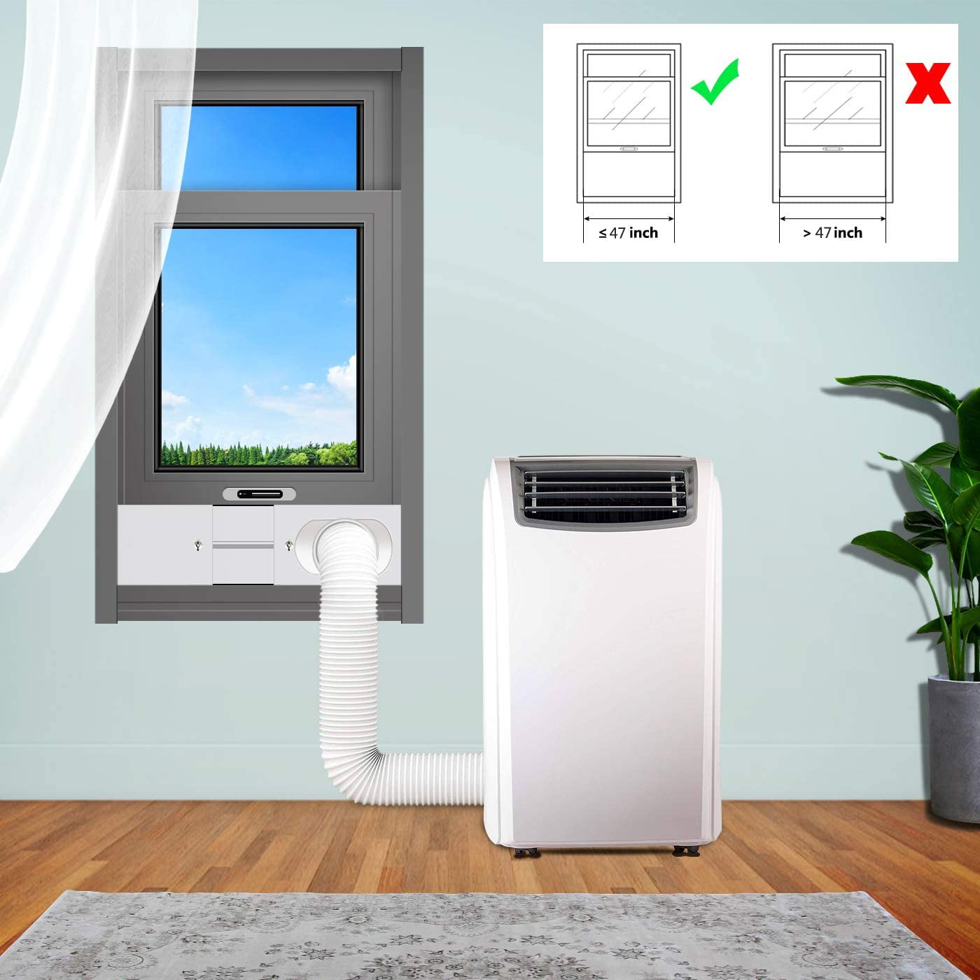 Gulrear Universal Portable Air Conditioner Window Vent Kit - 3 Adjustable Slide Seal Plates & 5.9