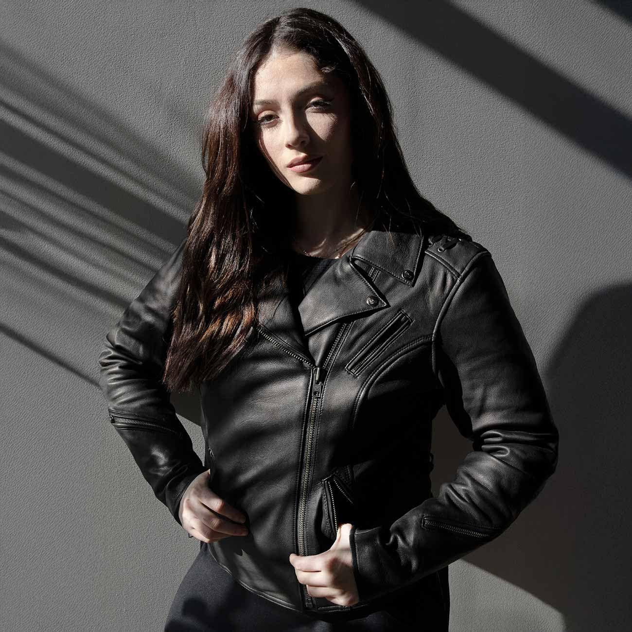 Milwaukee Leather MLL2525 Women's Black Lightweight Leather Jacket - Lace-Up Design for Casual Wear & Motorcycle Riding