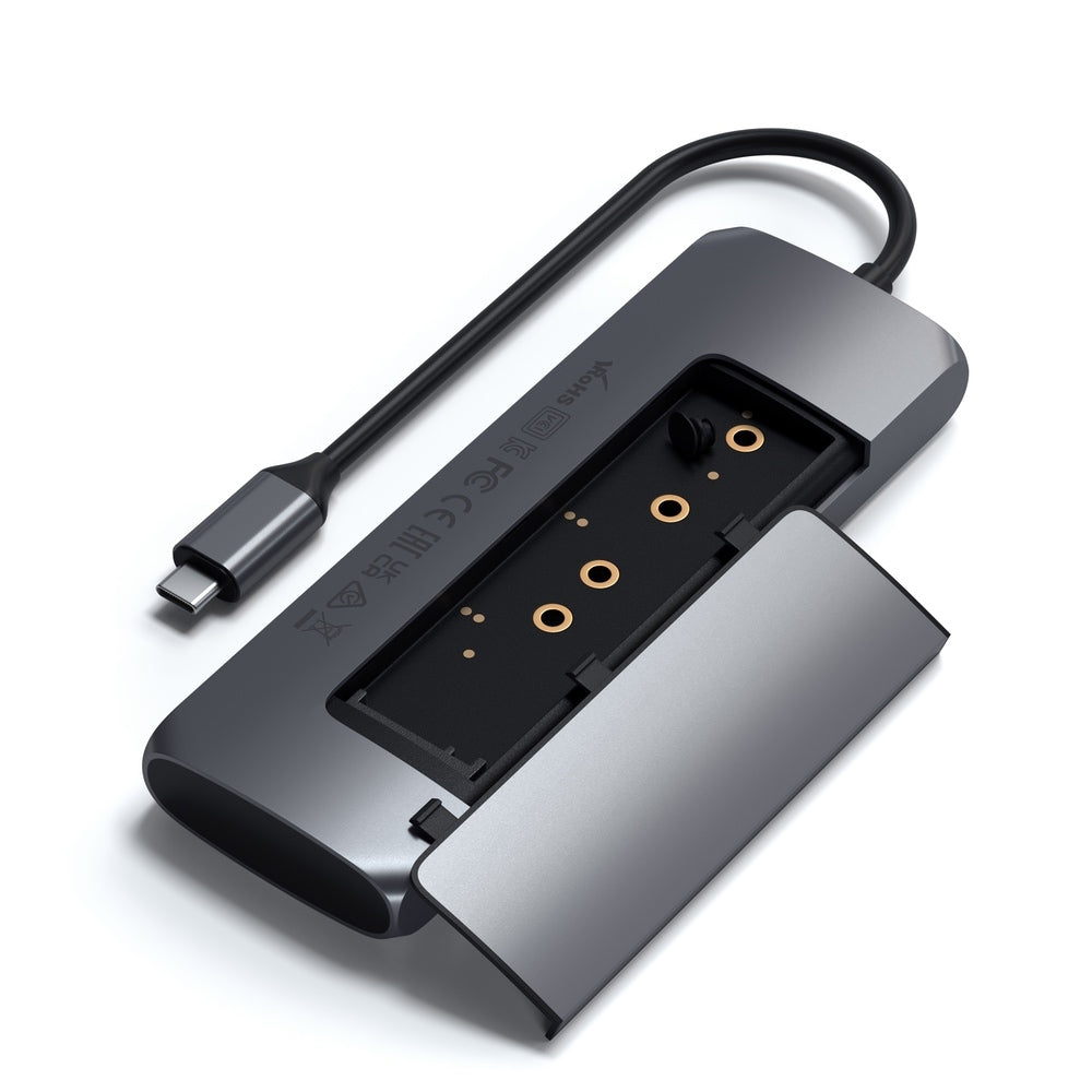 Satechi USB C Hybrid Multiport Adapter with SSD Enclosure - Space Gray | 7-in-1 USB-C Hub for MacBook Pro/Air, Laptop, iPad Pro | Expand Storage & Connect Monitors, USB, HDMI, SD Cards
