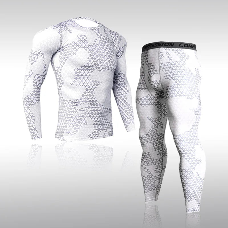 Quick Dry Camouflage Men's Running Set - Compression Sports Suit with Skinny Tights & Rashguard for Gym, Fitness & Outdoor Activities | Moisture-Wicking Workout Clothes for Jogging, Training & Sports 2025