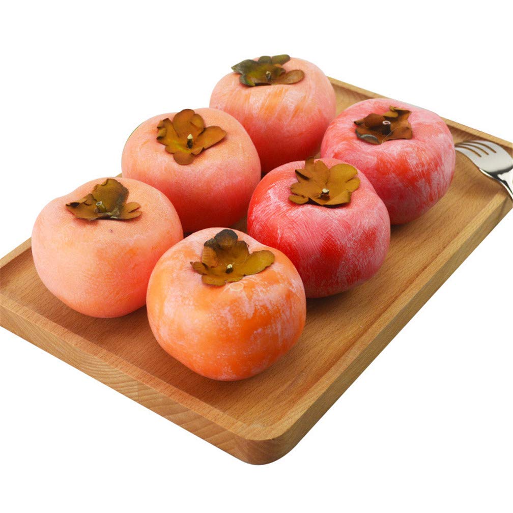 6 Pack Realistic Artificial Foam Persimmons - Fake Fruit for Home Decor, Shop Display, and Photography Props - Perfect for Fall Decor, Table Centerpieces, and DIY Crafts