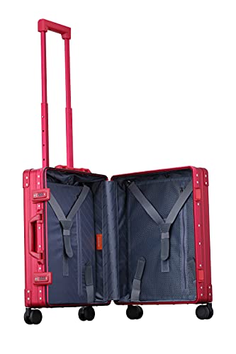 ALEON 21 Inch Aluminum Hardside Carry On Luggage - Lightweight & Durable Suitcase for Air Travel, Business Trips & Weekend Getaways (Ruby Red)