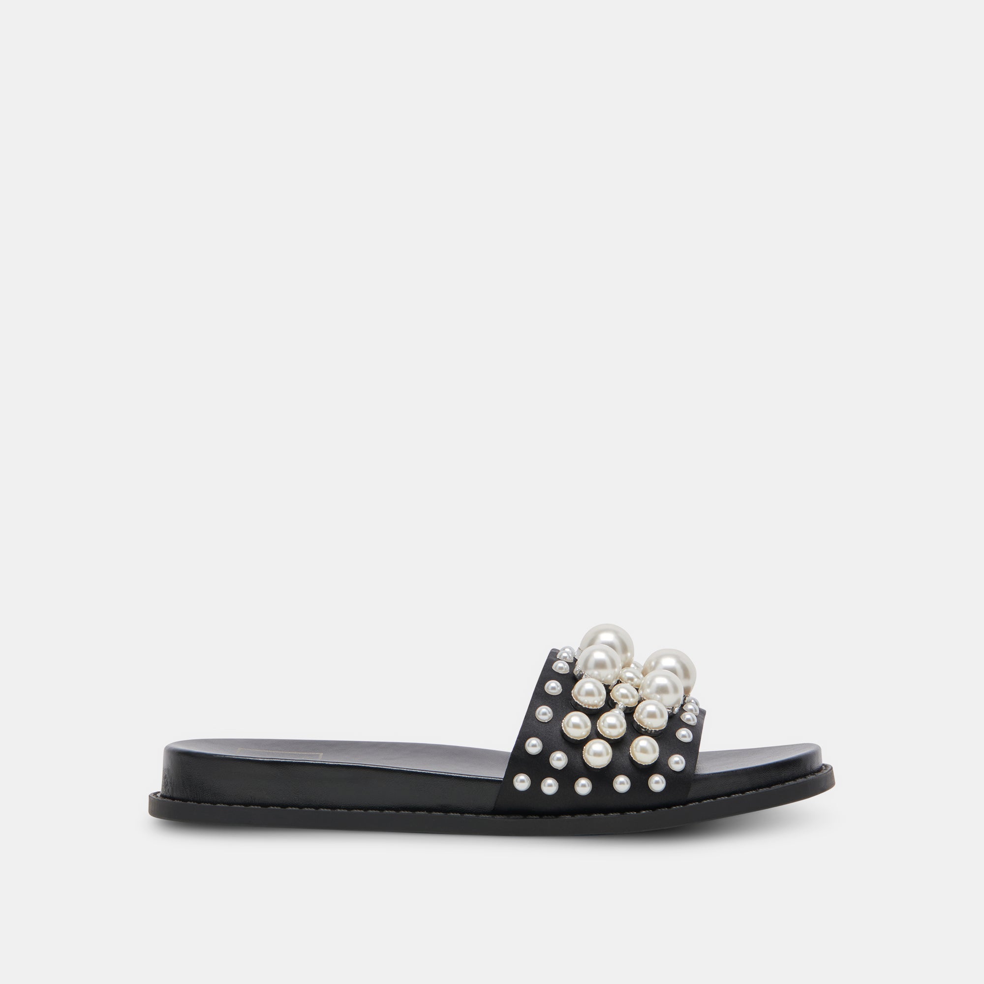 GABBI PEARL SANDALS for Women - Black Pearl Embellished Summer Beach Sandals | Comfortable Flip Flops for Vacation, Pool Party, and Casual Outings