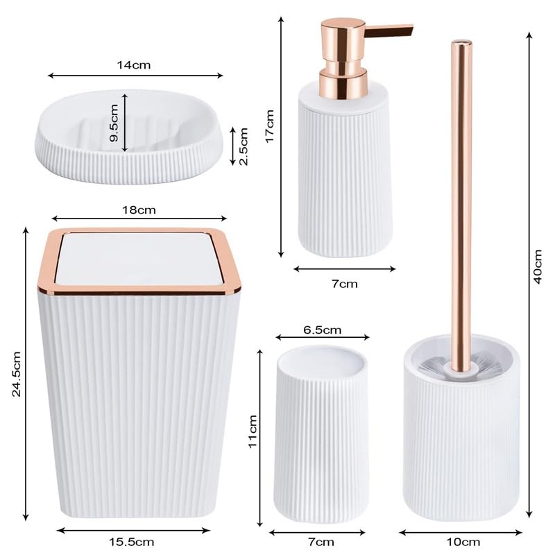 **Bathroom Cleaning Kit - Toilet Brush, Lotion Bottle, Toothbrush Cup & Soap Box Set for Organized Toiletries Storage | Perfect for Home, Hotel & Travel Use**