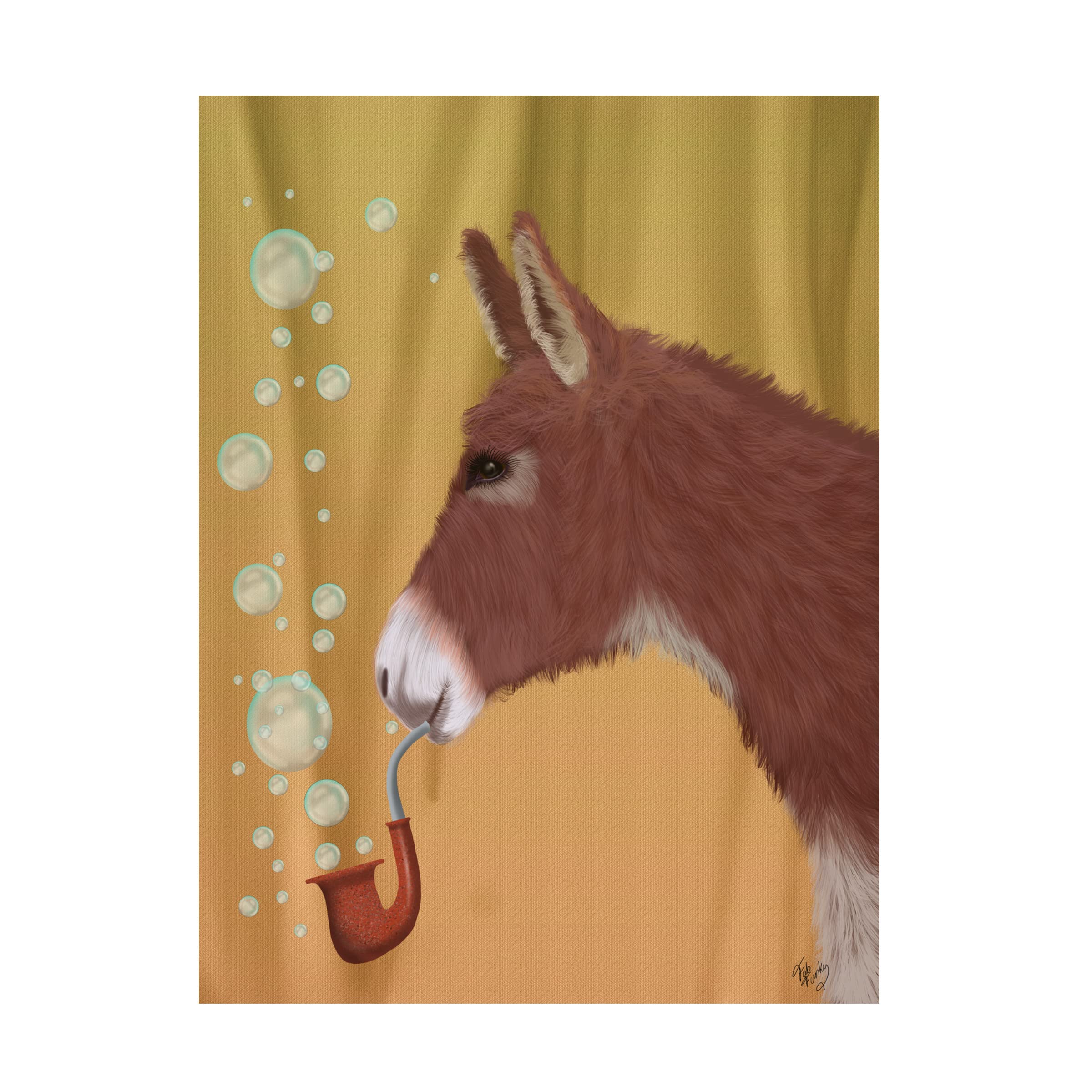 Trademark Fine Art 'Donkey Bubble Pipe Portrait' Canvas Wall Art by Fab Funky - Whimsical Animal Decor for Living Room, Bedroom & Office