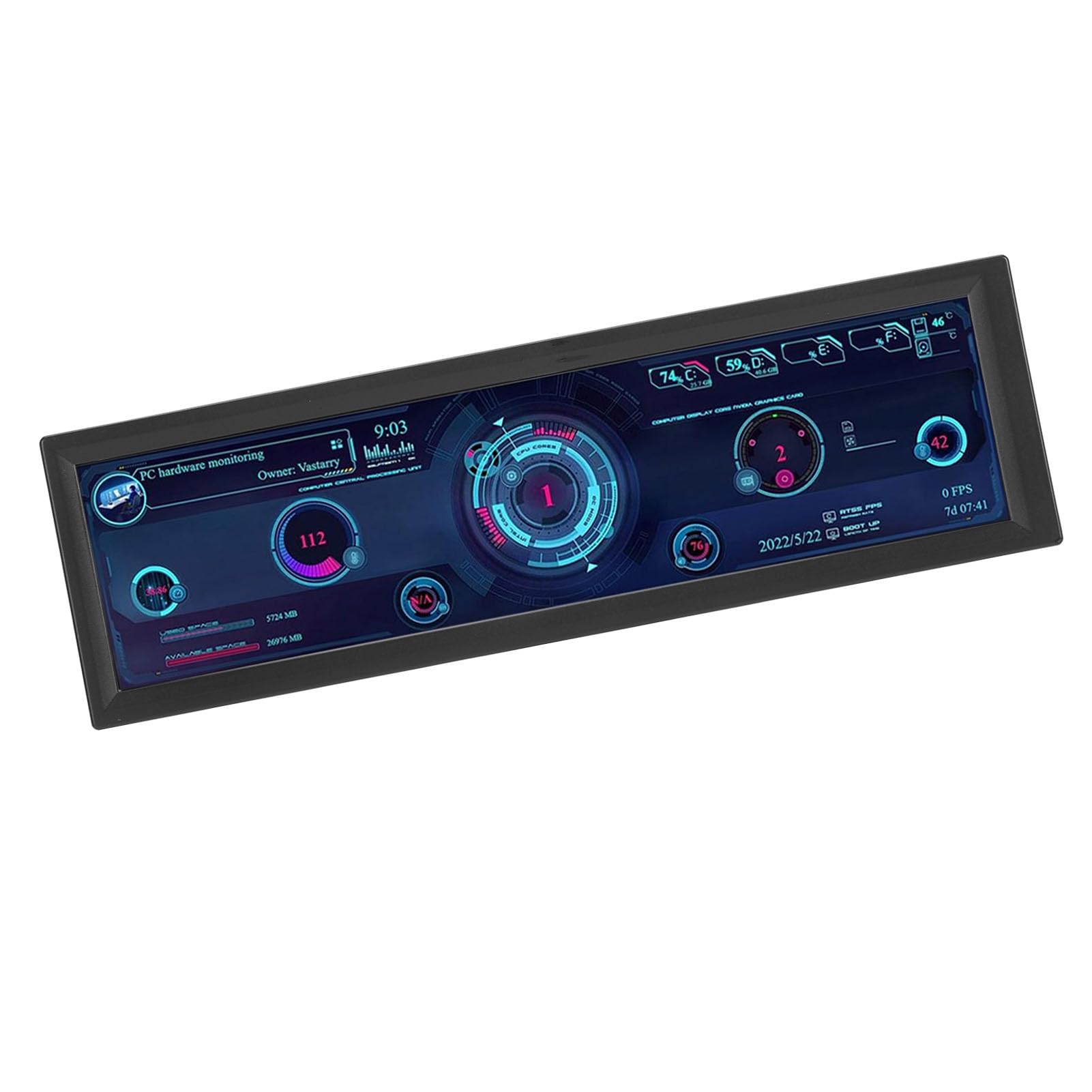 CIGIGLOW 8.8 Inch Computer Temperature Monitor - HD IPS 1920x480 Resolution, Mini HDMI & USB Secondary Display for PC - Real-Time CPU GPU RAM FPS HDD Data Monitoring (Black) | Perfect for Gaming Rigs, Workstations & PC Builds