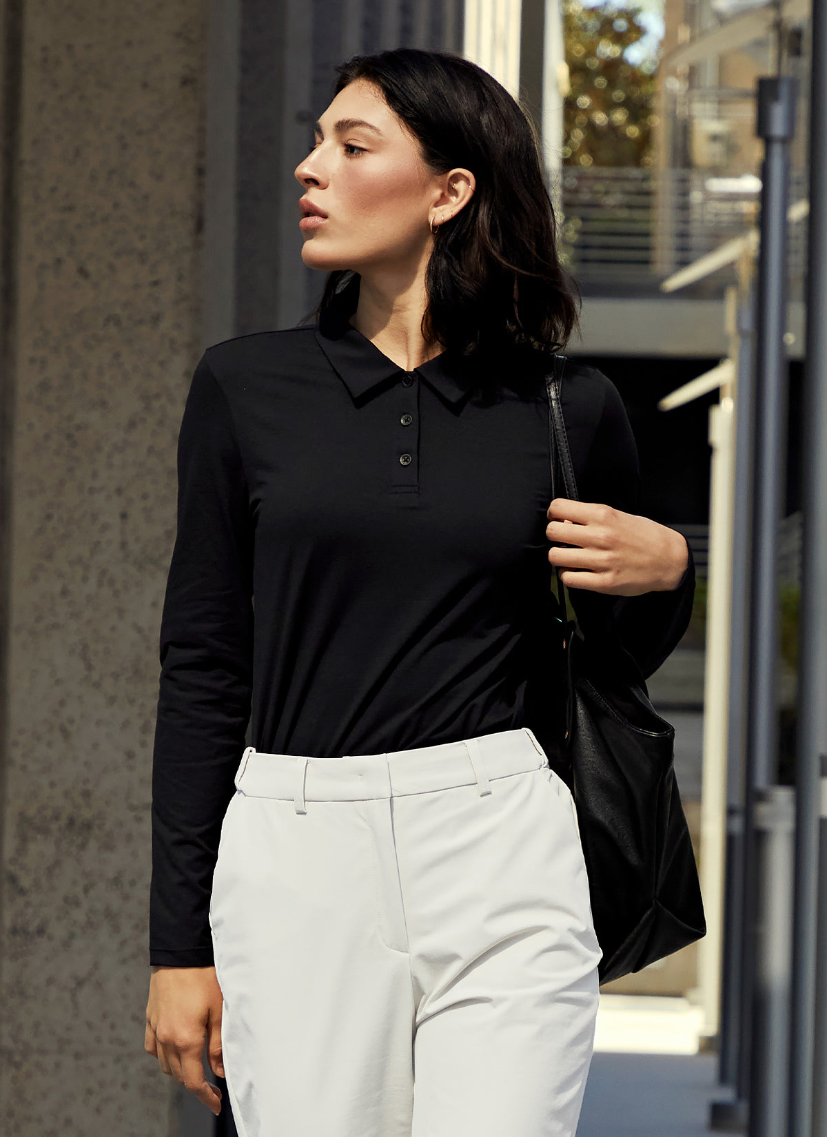 Eco Dex Women's Long Sleeve Polo Shirt - Breathable Moisture Wicking Performance Top for Golf, Tennis & Casual Wear