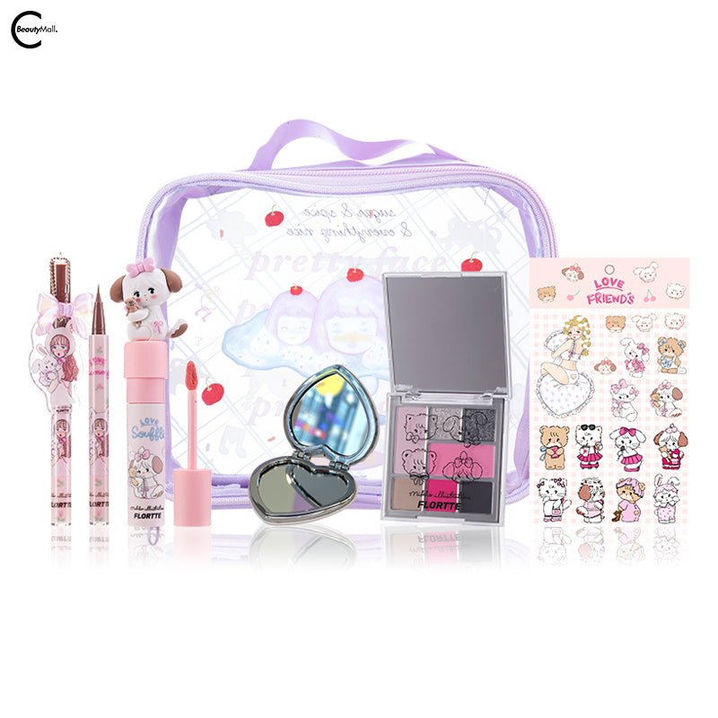 FLORTTE x Mikko Limited Edition Makeup Gift Set - Cute Animal Print Cosmetics Collection for Eyes, Lips & Cheeks | Perfect Birthday Gift, Valentine's Day Present & Travel Beauty Essentials