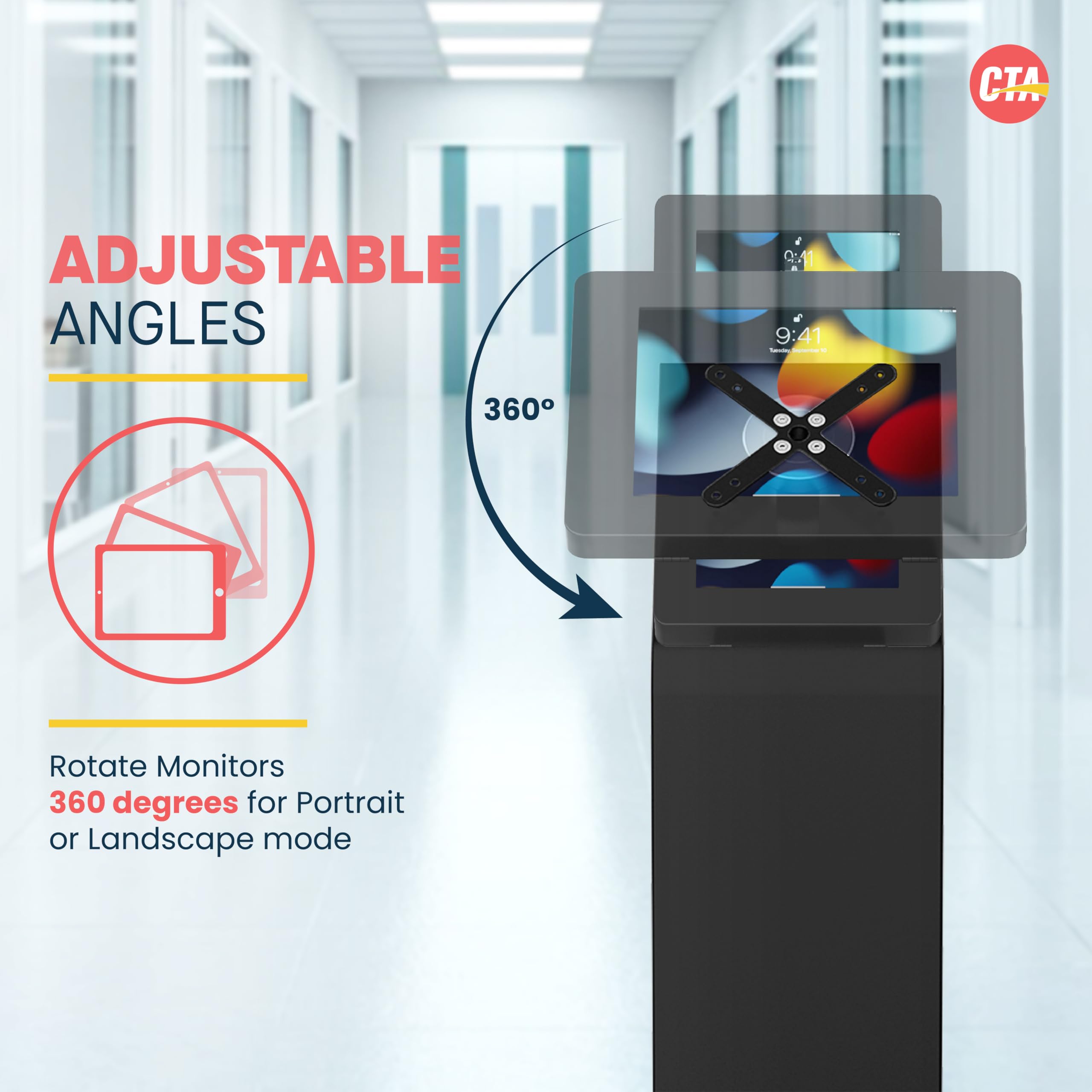 Heavy-Duty VESA Compatible Floor Stand Kiosk with Cable Management System - Scratch Resistant Weighted Base & Kitting Options (Black) | Perfect for Retail Displays, Trade Shows & Interactive Kiosks