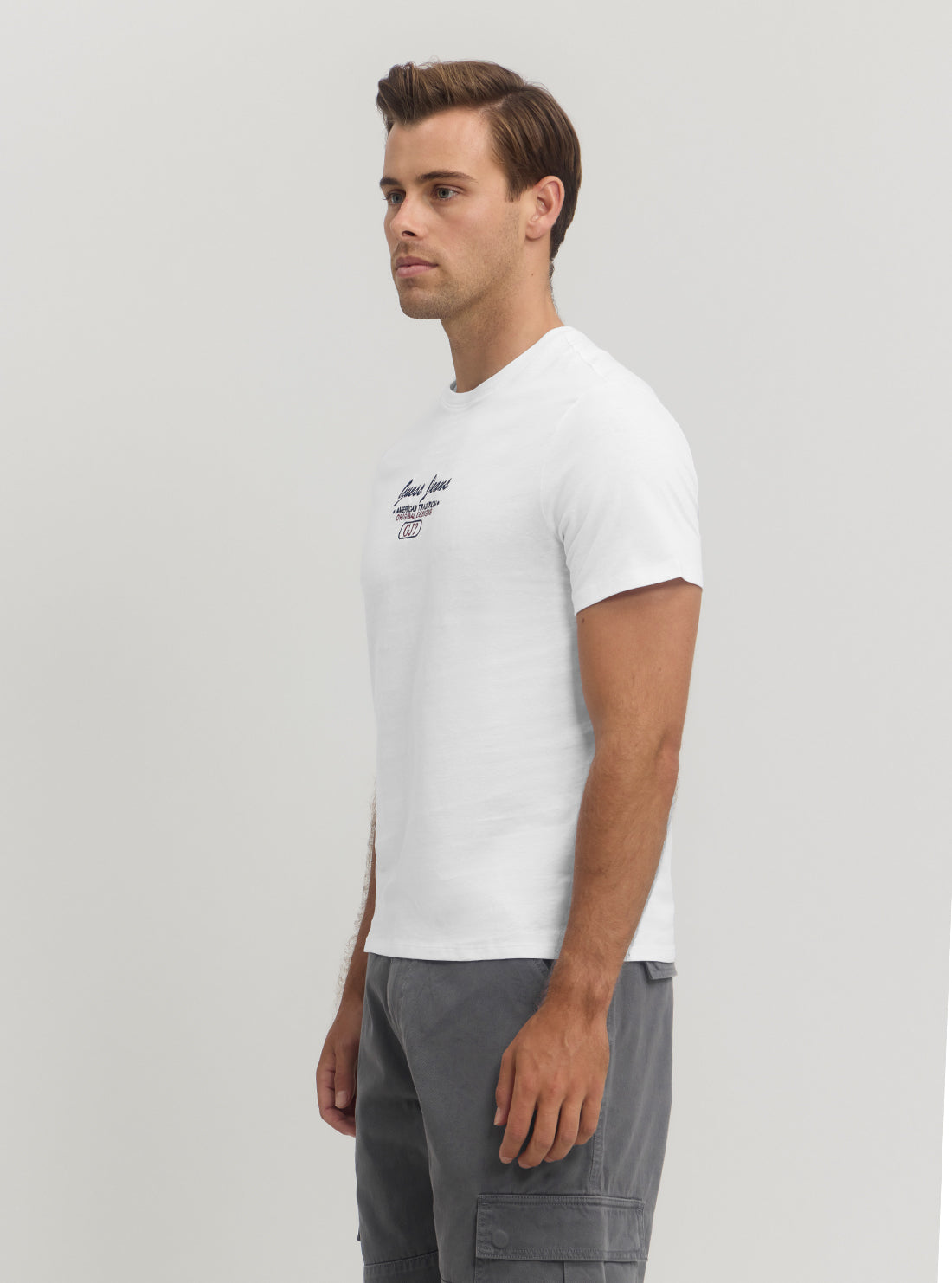 Guess Women's White Slim Fit Script Logo T-Shirt - Casual Cotton Tee for Everyday Wear & Street Style Outfits