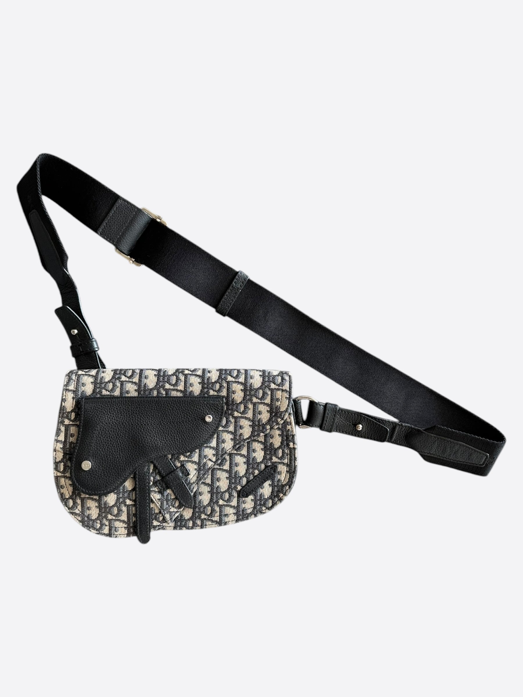 Dior Beige & Black Oblique Mini Saddle Bag - Luxury Crossbody Purse for Women | Perfect for Date Night, Parties & Everyday Use