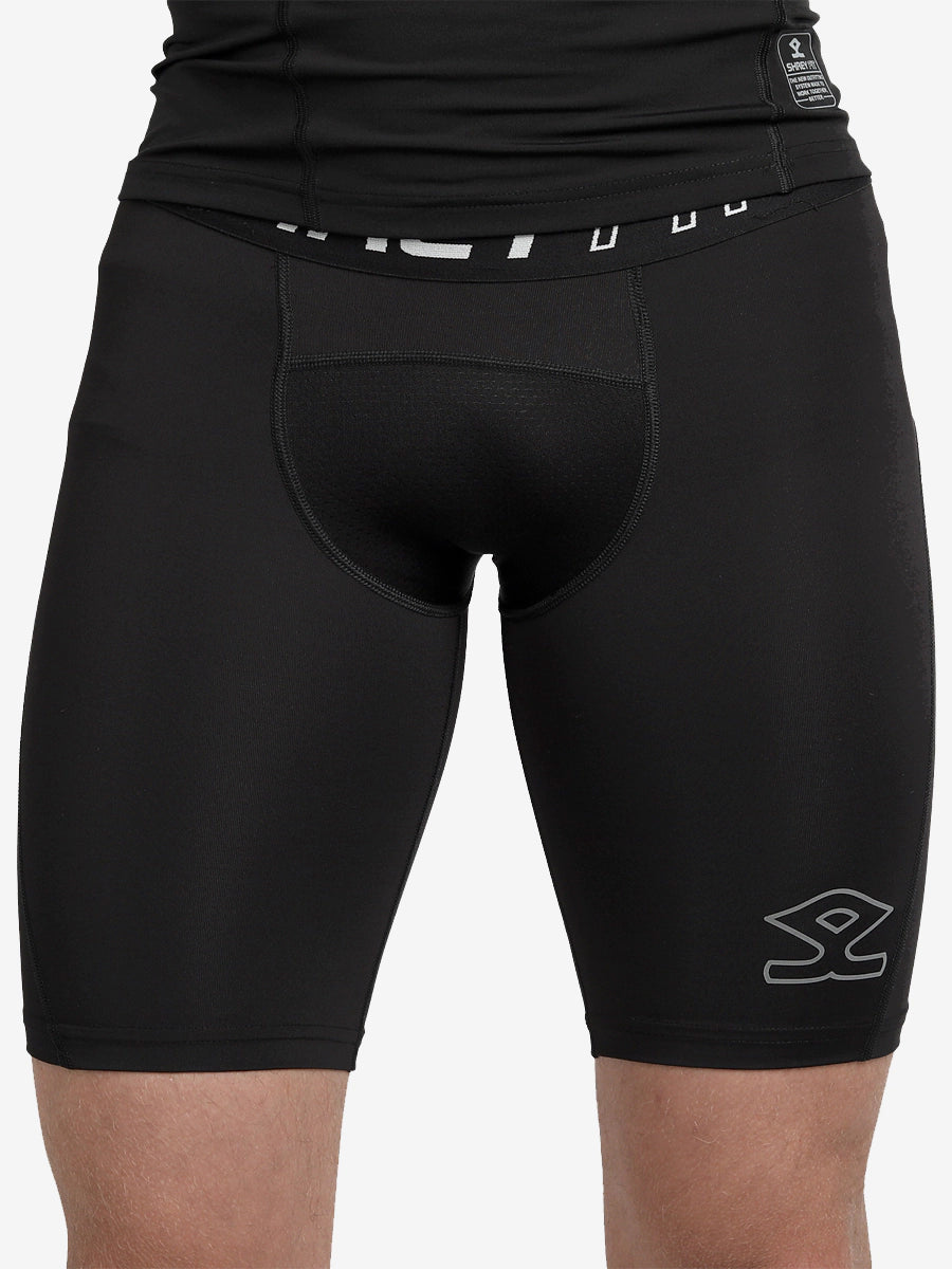 Shrey Intense Compression Shorts for Men & Women - High Performance Workout Shorts, Moisture Wicking & Breathable - Black - Ideal for Running, Gym Training & Sports Activities