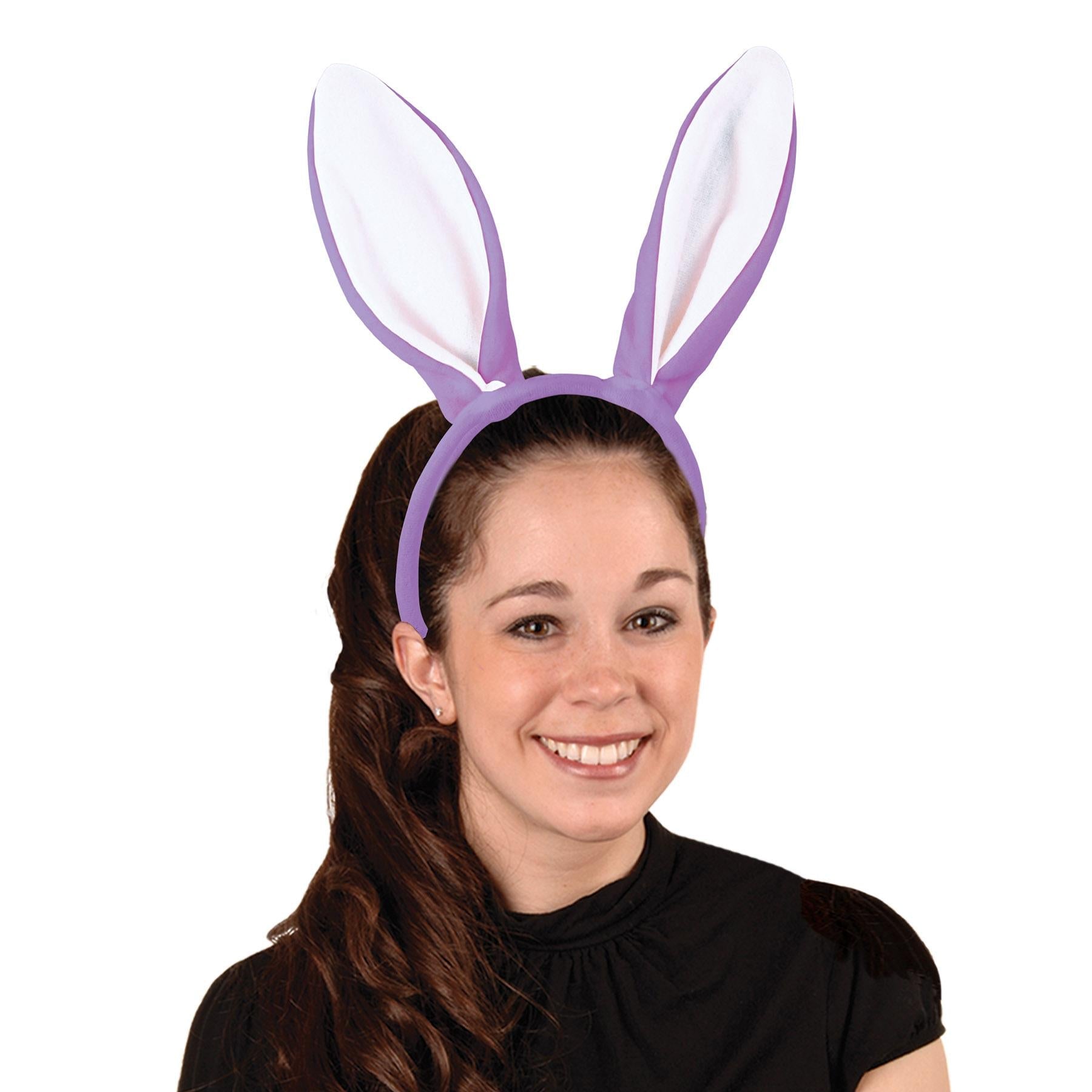 12 Pack Soft Touch Bunny Ears for Easter - Lavender & White - Perfect for Easter Parties, Egg Hunts & Spring Celebrations