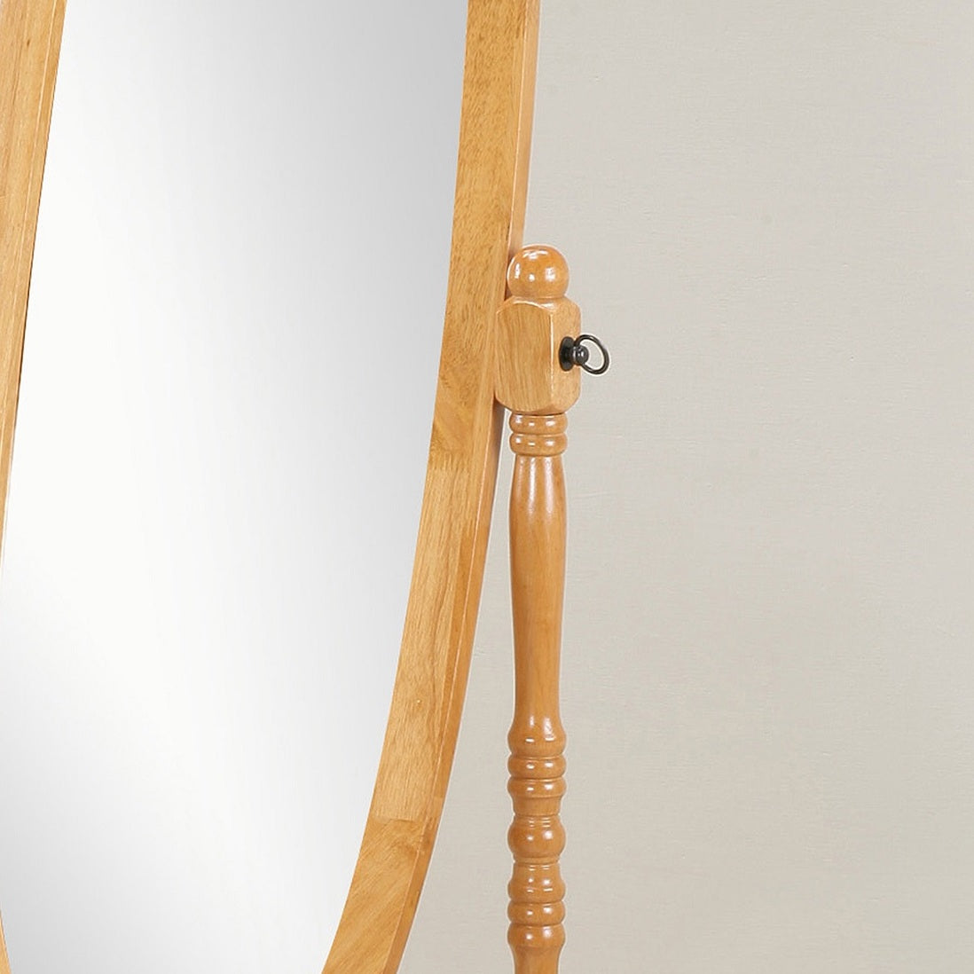 Roundhill Furniture Traditional Queen Anne Style Wood Floor Cheval Mirror, Oak Finish - Elegant Full-Length Standing Mirror for Bedroom, Living Room, or Dressing Area