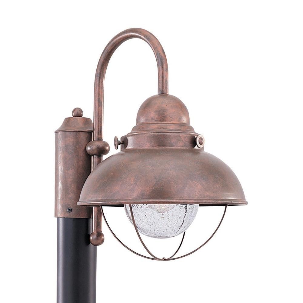 15.75 Inch 9.3W LED Outdoor Post Lantern - Weathered Copper Finish - Incandescent Style Transitional Fixture - Perfect for Porch, Patio, Garden & Pathway Lighting (Model: 73-Bel-608615)