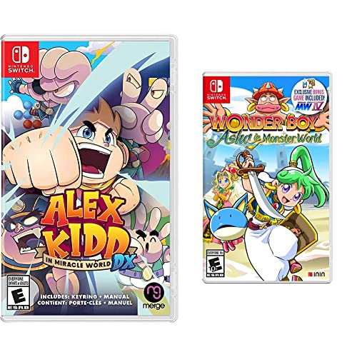 Alex Kidd in Miracle World DX & Wonder Boy: Asha in Monster World - Nintendo Switch Games Bundle - Classic Retro Platformer Adventure for Family and Kids Gaming Night