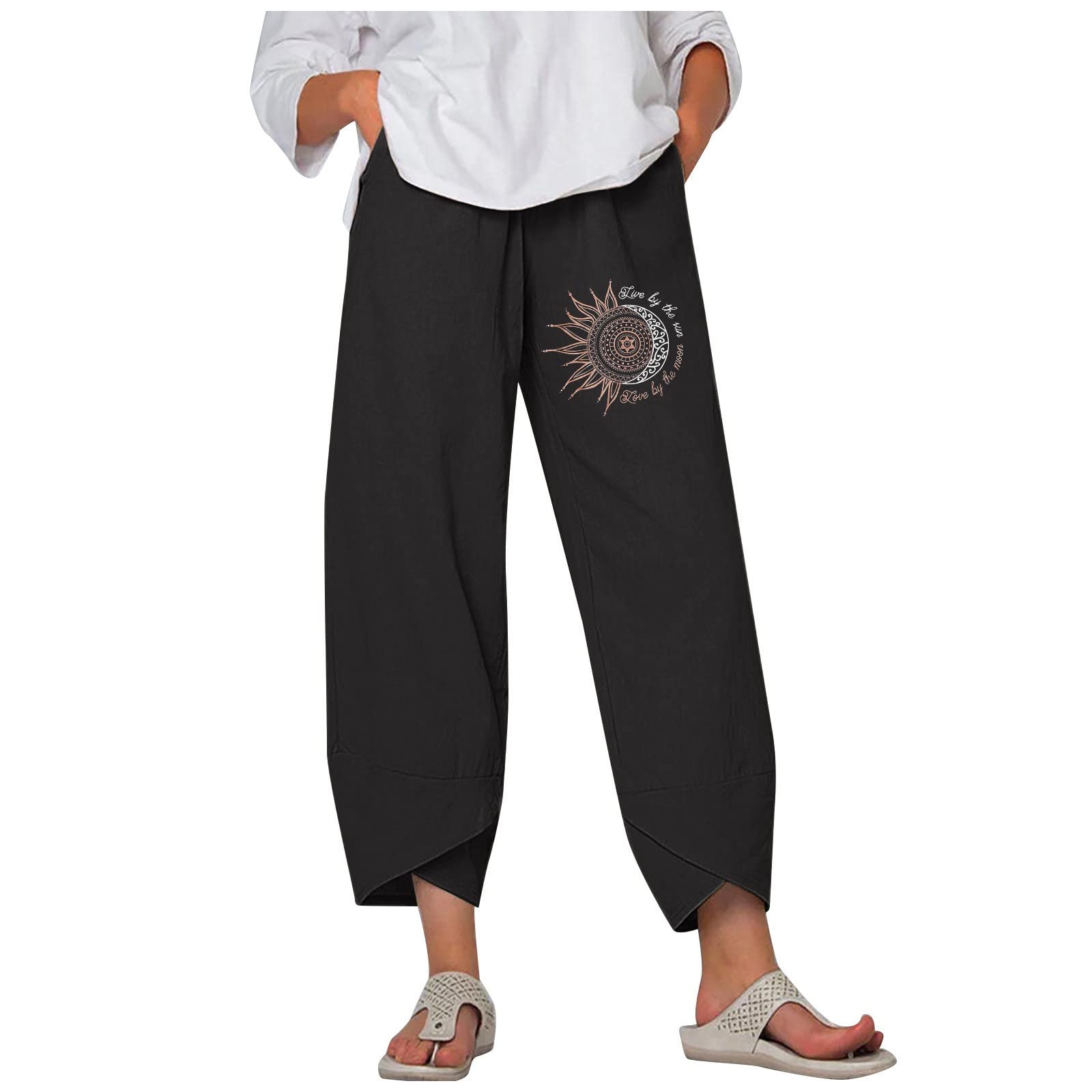 Women's White Dress Pants for Business Casual - Stretch Elastic Waist Comfortable Office Trousers with Cuffed Hem (Black, XXL) - Perfect for Work, Interviews & Professional Events