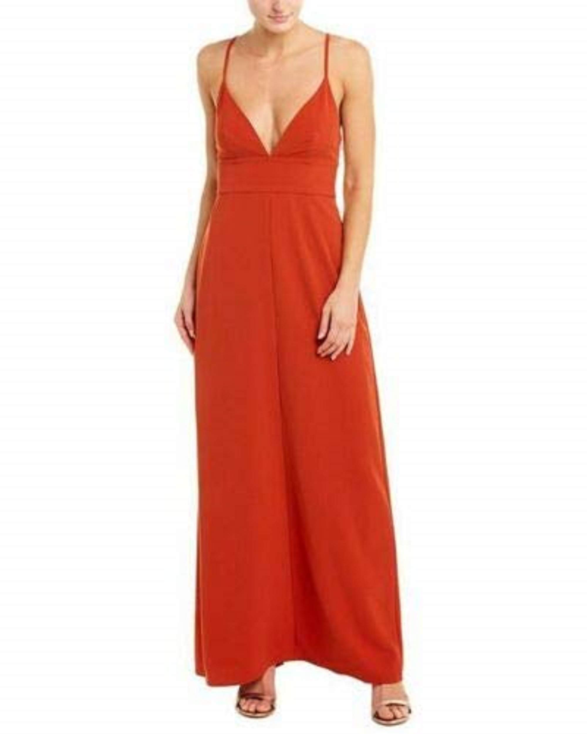 A.L.C. Women's Orange Margot Maxi Dress - Flowy Long Sleeve Formal Gown for Weddings, Parties & Special Occasions
