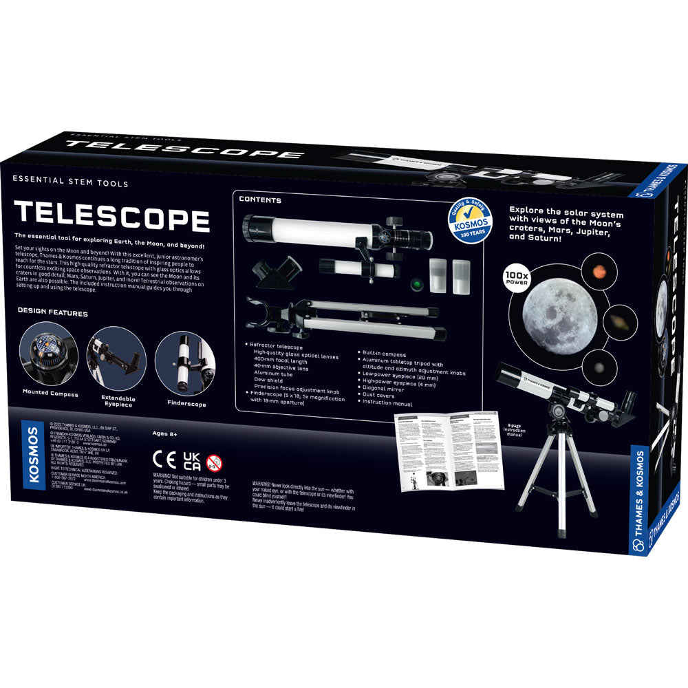 Thames & Kosmos Kids Telescope for Astronomy - 70mm Aperture, 400mm Focal Length, Portable & Easy to Use - Perfect for Stargazing, Moon Observation & Beginner Astronomers (Great Gift for Kids & Teens)