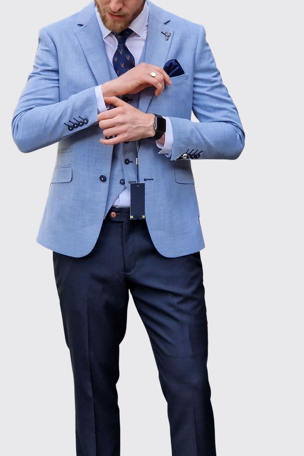 Cavani Miami Men's Sky Blue Blazer - Slim Fit Lightweight Sport Coat for Business Casual & Wedding - Perfect for Office, Parties & Formal Events