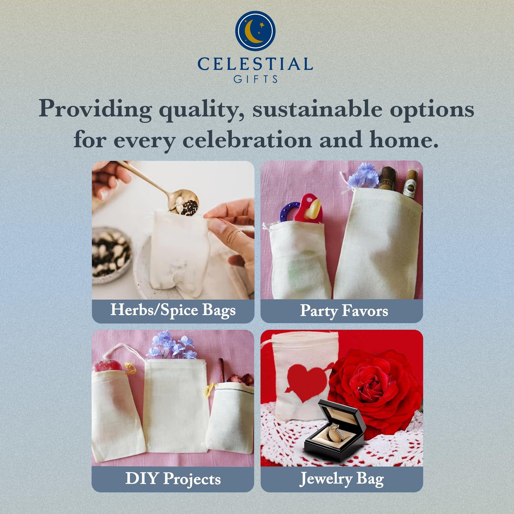 Premium 50-Pack Small Muslin Drawstring Bags 2.75x3.75 Inch - 100% Cotton Reusable Tea Bags, Jewelry Pouches, Spice Sachets & Gift Favor Bags - Made in USA with Black Hem & Double Drawstring - Perfect for DIY Crafts, Wedding Favors, Herbal Tea Blends & Essential Oil Storage