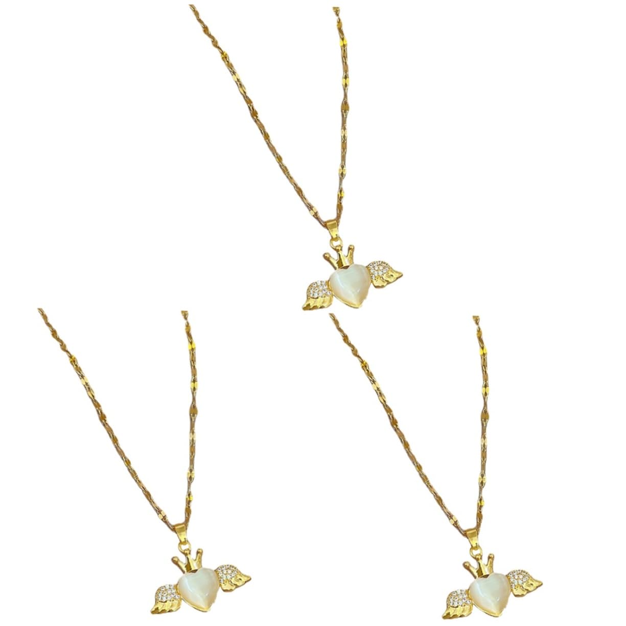 SOIMISS 3PCS Golden Wing Pendant Necklace Set for Women - Trendy Clavicle Chain Jewelry, Birthday Gifts for Her, Girls' Fashion Accessories | Perfect for Date Night, Party Wear & Special Occasions