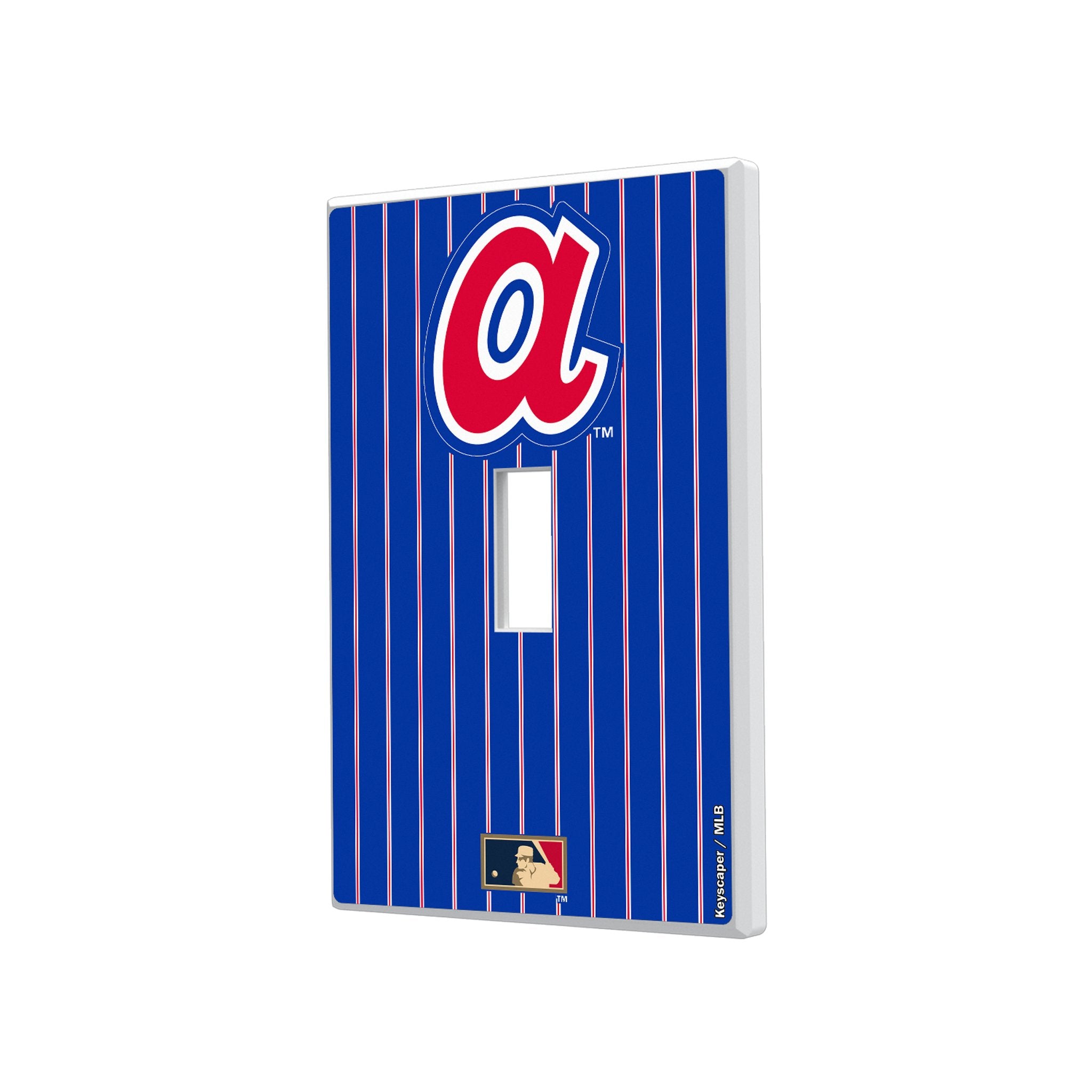 Atlanta Braves 1972-1980 Cooperstown Collection Pinstripe Hidden Screw Light Switch Plate Cover - Vintage Baseball Team Decor for Bedroom, Man Cave & Sports Fan Gift