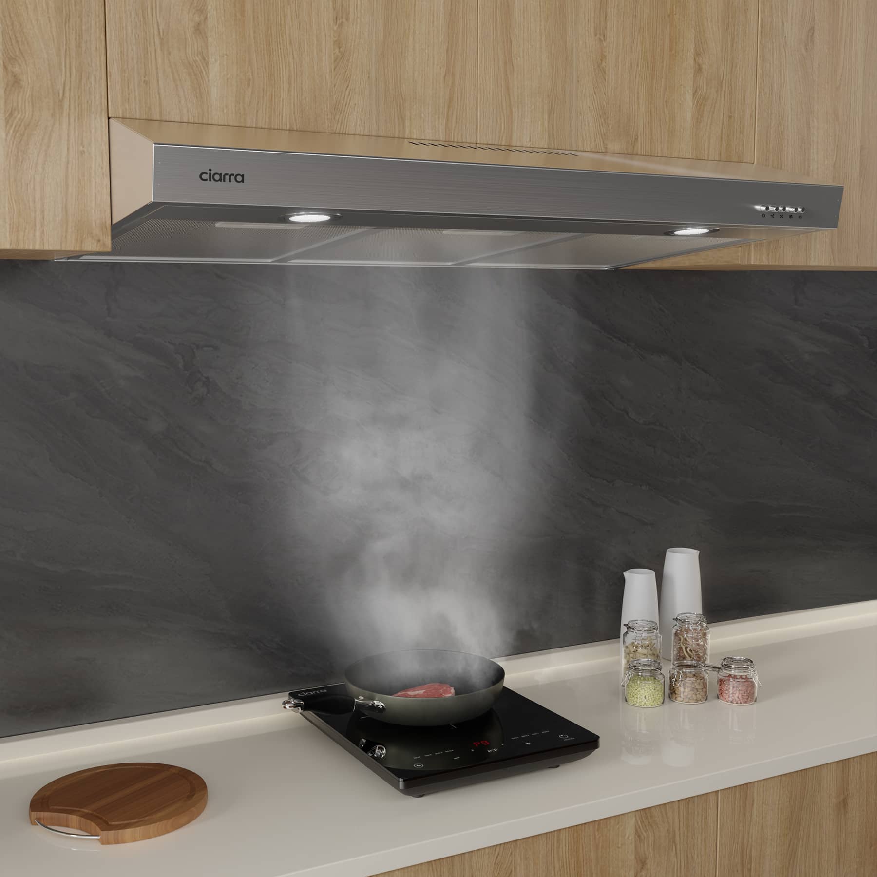 CIARRA 30 Inch Under Cabinet Range Hood CAS75905 OW - Stainless Steel Kitchen Vent Hood for Stove Top, Powerful Exhaust Fan with LED Lights - Perfect for Home Kitchen, Apartment, RV Cooking Area