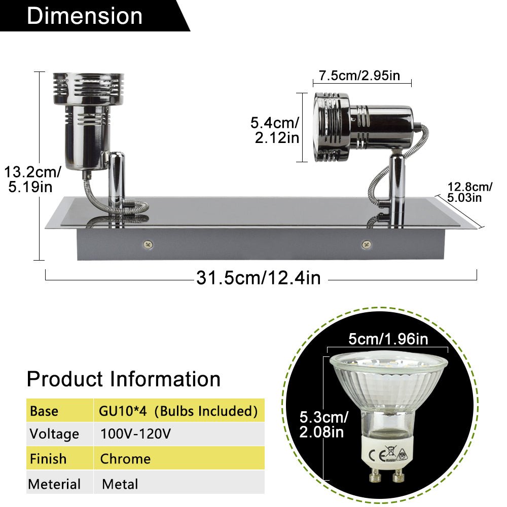 Depuley 2-Light Modern LED Track Lighting Kit - Adjustable Directional Wall/Ceiling Spot Light with GU10 Bulbs Included - Perfect for Kitchen, Hallway, Living Room & Picture Lighting