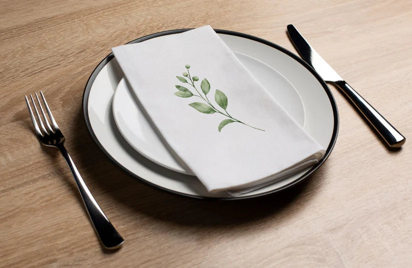 Premium Disposable Linen-Like Paper Guest Towels - 16 Pack | Eco-Friendly Green Leaves Spring Design | Perfect for Weddings, Parties & Upscale Events
