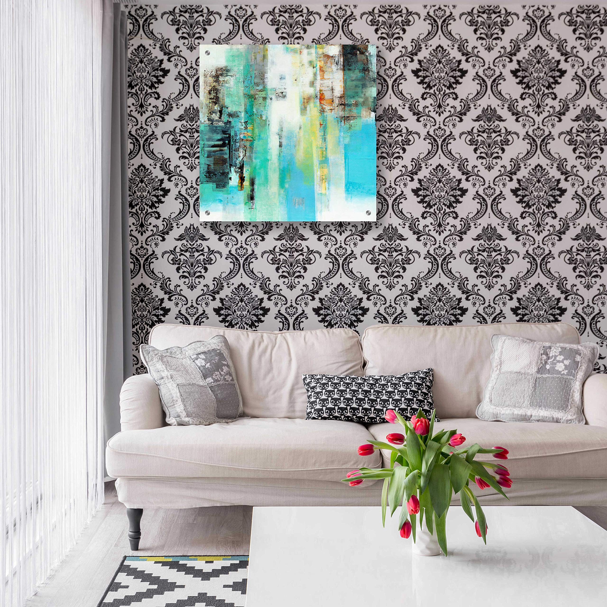 Epic Art 'Serie Caminos #22' by Ines Benedicto - 24x24 Inch Modern Acrylic Glass Wall Painting - Perfect for Living Room, Bedroom & Office Decor