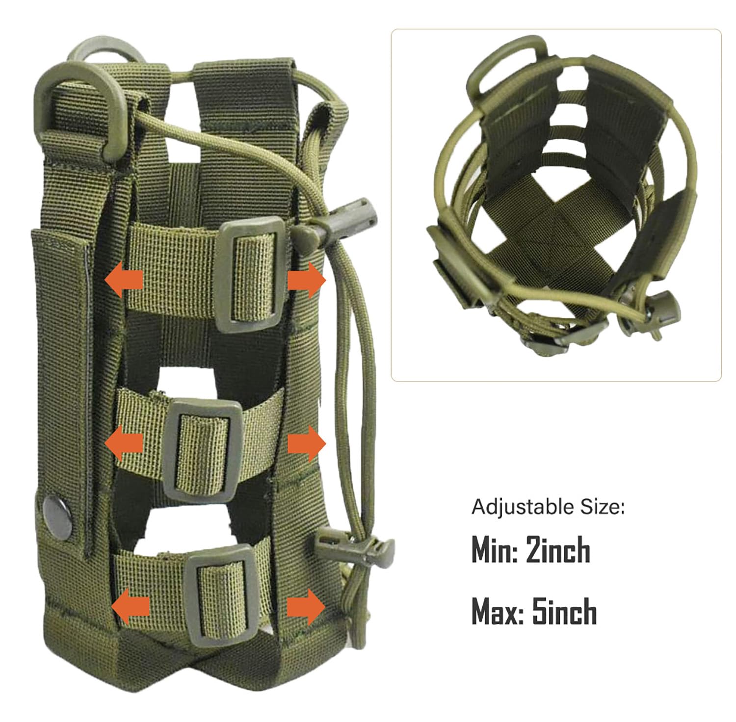Tactical MOLLE Water Bottle Pouch - Adjustable Hydration Carrier for Hydro Flask, Nalgene & Contigo Bottles | Military-Grade Weave Design | Perfect for Hiking, Camping & Outdoor Adventures